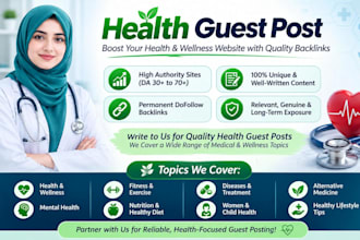publish guest on high da health and fitness with backlinks
