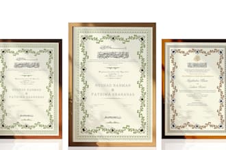 design a luxury nikah nama for your wedding