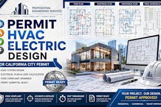 permit hvac electric design for california city permit