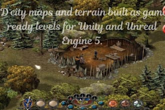 build 3d game city map, terrain, level design for unity and ue5
