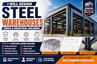 design steel warehouses, sheds and industrial buildings