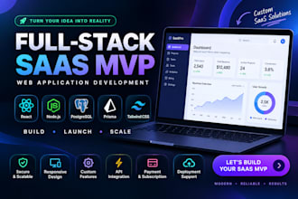 build a full stack saas mvp web app with react node js