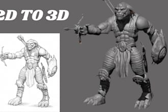 convert 2d image drawing sketch to 3d model stl for 3d printing