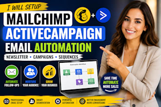 setup mailchimp  activecampaign newsletter campaign email automation