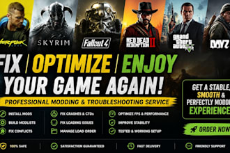 fix optimize and install cyberpunk 2077 skyrim fallout 4 rdr2 sims 4 gta 5 mods