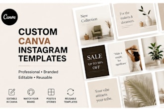design custom canva instagram templates for posts, stories and branding