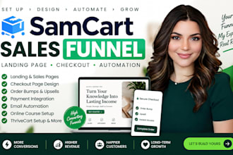 build samcart sales funnel thrivecart landing page checkout upsell automation