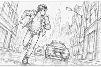create cinematic storyboard art for film, animation and commercials