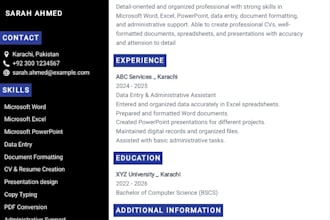 create a professional CV resume in ms word