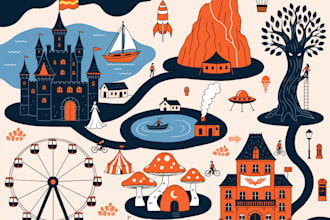 make event, tourist, and fantasy map illustration