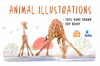 draw an whimsical watercolor animal childrens story book illustrations