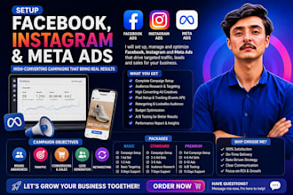 setup facebook , instagram and meta ads campaigns