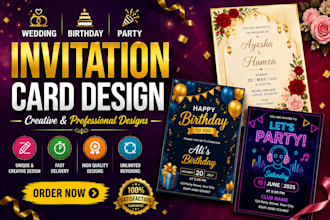 design digital wedding card birthday card and party invitation