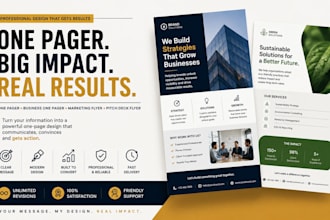design modern one pager, business one pager, marketing flyer or pitch deck flyer