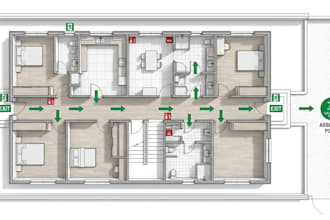 design an emergency exit floor plan for short term rental license approval