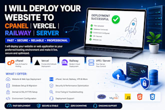 deploy your website or web app to cpanel, vercel, railway or server