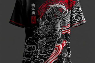 create stunning japanese style tattoo t shirt design