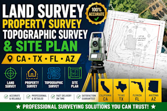 prepare land survey property survey topographic survey and site plan ca tx fl az