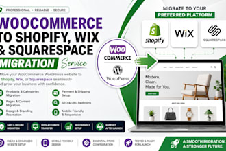 migrate woocommerce wordress website to shopify wix squarespace migration