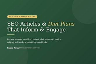 write nutrition articles, diet plans and health content