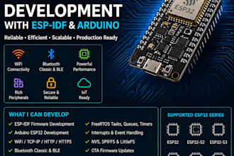 develop esp32 firmware using esp idf or arduino for iot projects