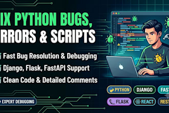 debug and fix python code, scripts, and errors