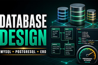 design mysql postgresql database erd and sql queries