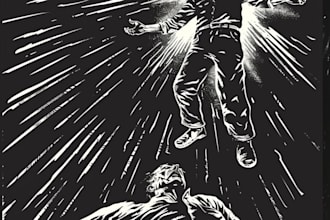 design custom linocut engraving style artwork