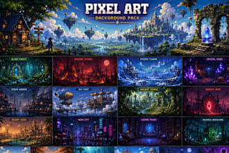 create custom  pixel art background, environment  for your game scenes