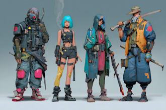design cyberpunk and fantasy character c