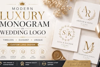 create a custom luxury monogram and wedding logo