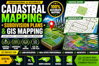 create cadastral mapping subdivision plans and gis mapping for tx fl nc ga az
