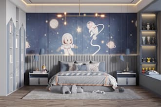 design a modern and cozy kids room or baby nursery