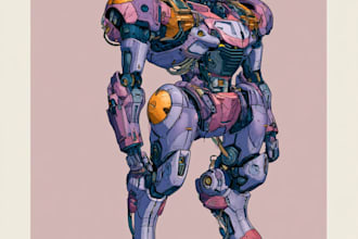 do anime style mecha robot illustrations