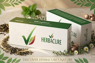 design a modern herbal box, tube, and pouch packaging design