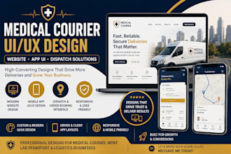 build medical courier website, courier delivery app, design logo and banner