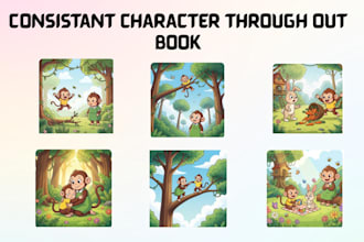 illustrate consistent character and book layout for children book