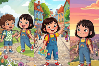illustrate consistent character and book layout for children book