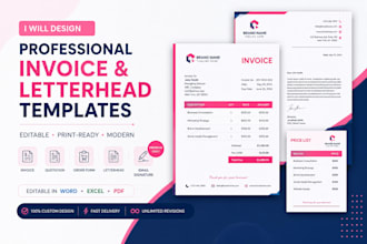 design professional editable invoice quotation and letterhead templates