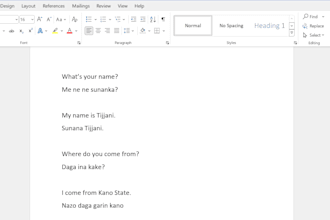 provide hausa transcription, translation and voice recording