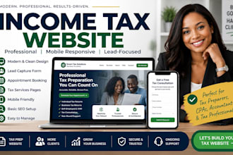 design income tax website, tax landing page, and tax lead generation website