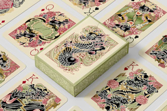 create custom card game design 52 poker cards deck illustration playing card box