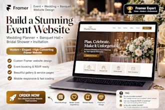 build event wedding planner banquet hall bridal shower invitation framer website