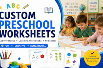 design custom preschool worksheets, activity books and learning workbooks