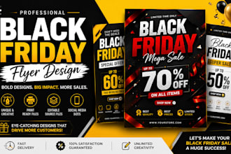 design a professional black friday sale flyer, poster, or social media ad