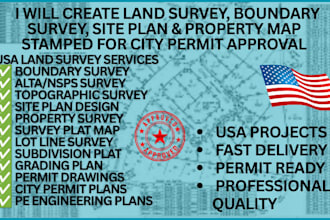 create land survey, topographic, boundary, site plan and property map for permit