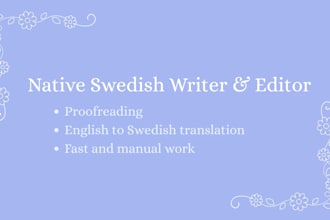 professionally proofread and edit your swedish text