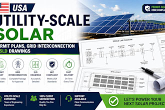 prepare USA utility scale solar permit, grid interconnection and sld drawings