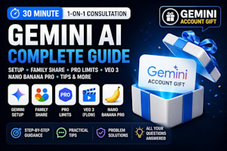 teach gemini, veo 3, flow, nano banana pro gemini account as gift 30 min lesson