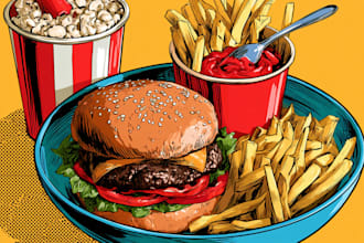 draw amazing food pop art illustration